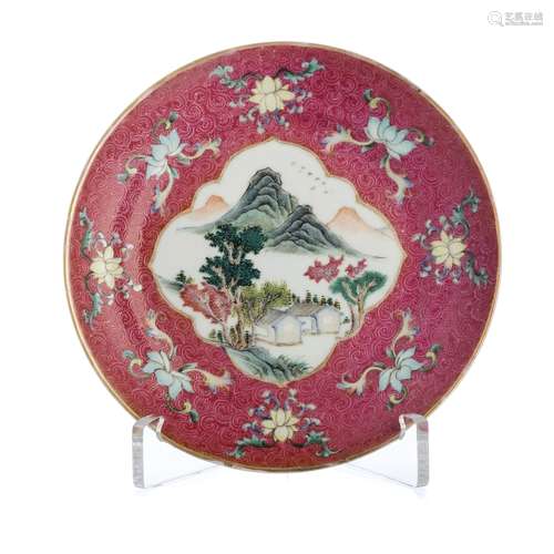 Chinese porcelain ruby back dish, Jiaqing