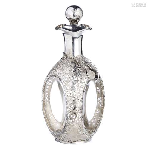 Glass bottle with Chinese silver