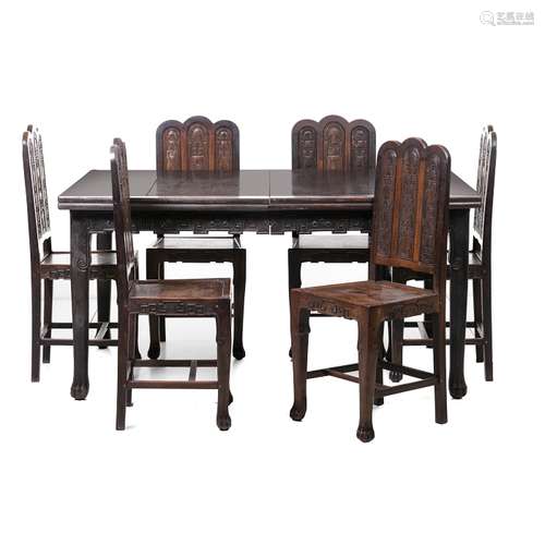 Chinese dining table and eight chairs, Minguo