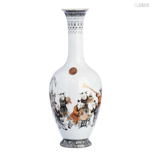 Chinese Porcelain vase with 'Child musicians', Republic