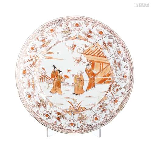 Plate with scholar in Chinese porcelain, Kangxi