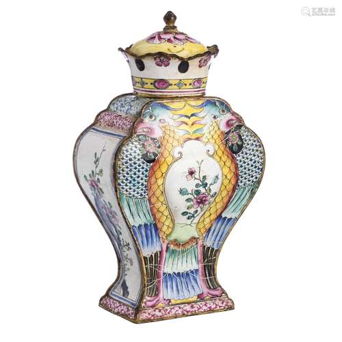 Chinese Canton enamel Phoenix Flask, Qianlong