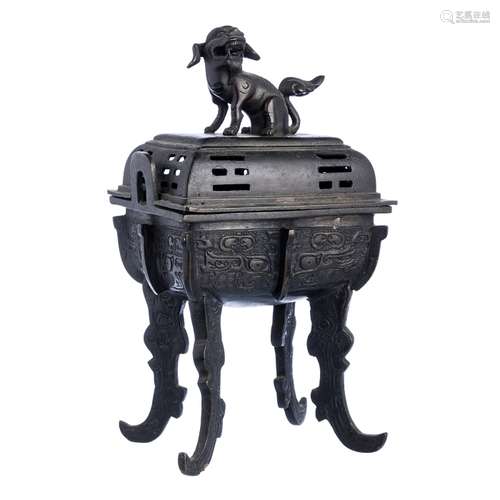 Chinese bronze qilin censer, Tongzhi