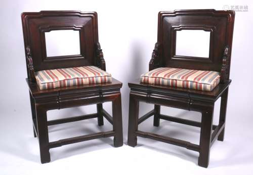 A Pair Of Chinese Harwood Chairs