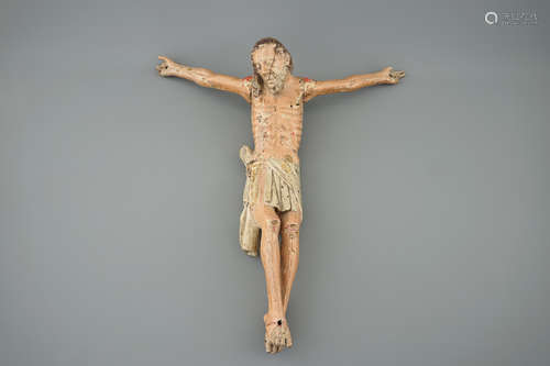 Un Christ en bois polychrome indo-portugais, 18me