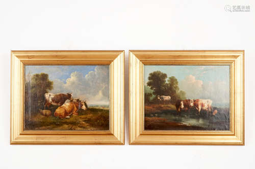 D'aprs Thomas Sidney Cooper, (1803-1902), deux paysages aux vaches, huile sur toile