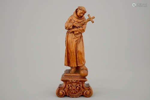 Une statuette de Saint Franois d'Assise en buis sculptŽ, 17me