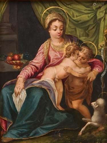 La Vierge, l'Enfant JŽsus et saint Jean Baptiste, huile sur panneau, 18/19me