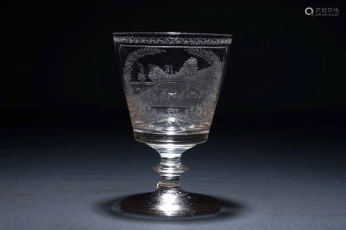 Un verre gravŽ et datŽ 1845, Hambourg, Allemagne