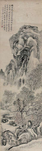 黄宾虹（1865-1955）山峦湖上居  1925年作  设色纸本 立轴