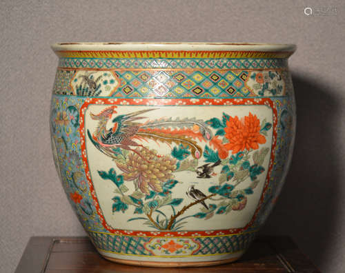 Chinese Famille Verte Porcelain Fish Bowl