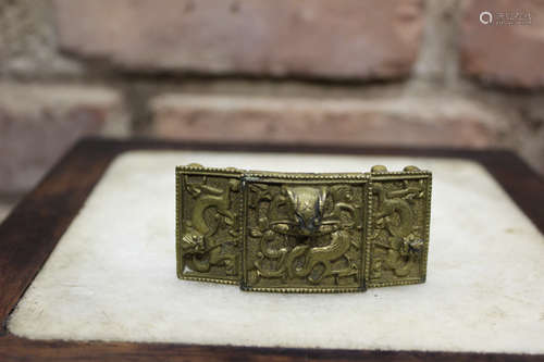 Chinese Bronze Belt Buckle with Dragon