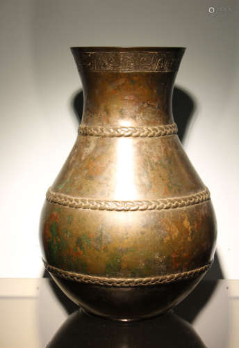 Chinese Bronze Vase with Rope Design