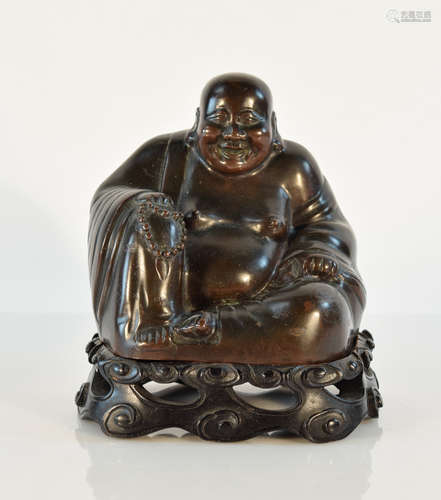 Chinese Bronze Laughing Buddha with Base