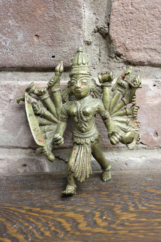 Antique Indian Bronze Figurine with Various Weapon