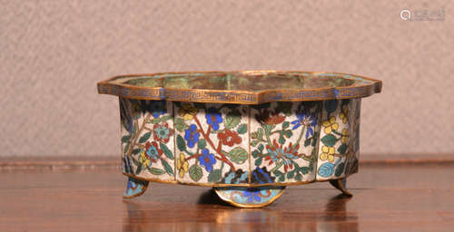 Chinese Cloisonne Planter - Lobbed Design