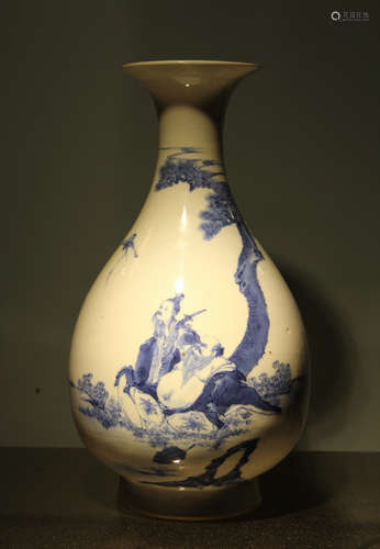 Chinese Blue White Porcelain Vase with Figural Scene