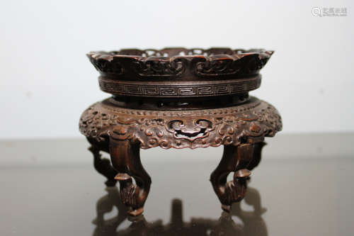 Chinese Intricate Carved Rosewood Stand for Vase