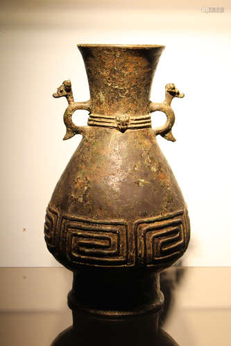 Chinese Bronze Vase with Two Handle