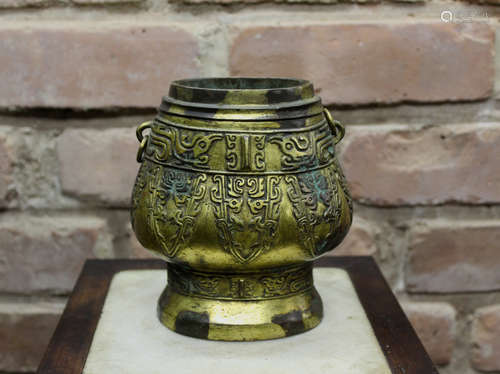 Chinese Bronze Vase with Parcel Gilt