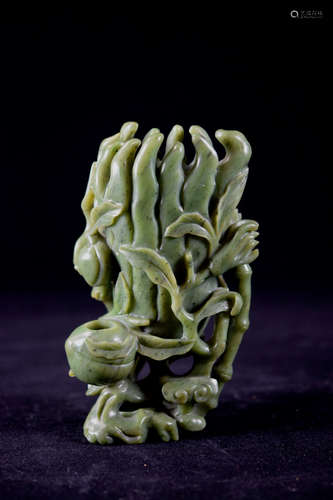 Chinese Spinach Green Nephrite Jade Vase