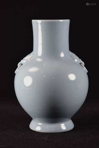 Chinese Clair de Lune Porcelain Vase with Foolion Mask