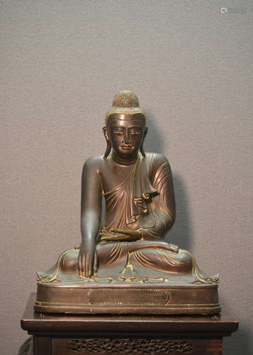 Siamese Thai Bronze Seated Buddha with Inscription