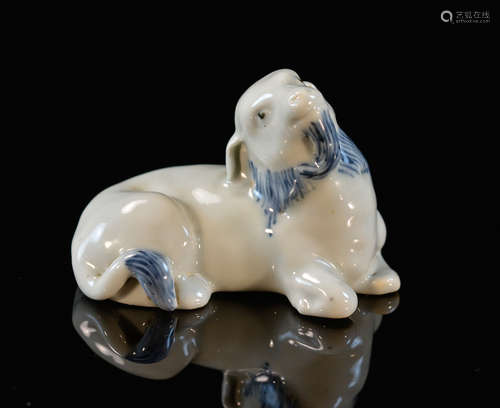 Chinese 18th cen Porcelain Scholar Paper Weight of a Ram