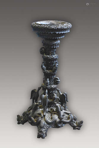 Anglo Indian Fancy Carved Stand with Bird and Floral Motif