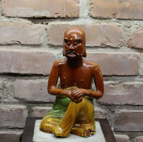 Chinese Sancai Seated Damo