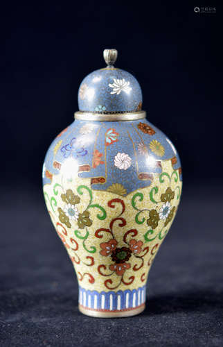 Japanese Cloisonne Covered Vase - signed Namikawa Yasuyuki