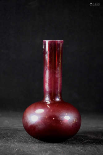 Chinese Ruby Glass Vase with Qianlong Mark