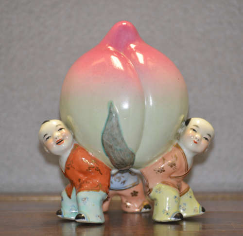 Chinese Republic Porcelain Boy with Peach