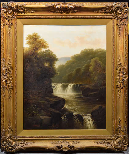 Oil Painting by D. H. Weinder - Landscape water Fall Scene