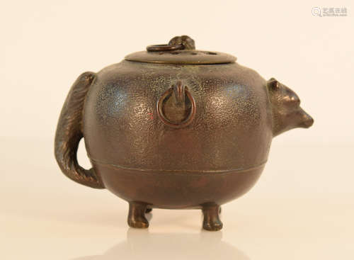 Japanese Bronze Incense Burner of Animal Shape