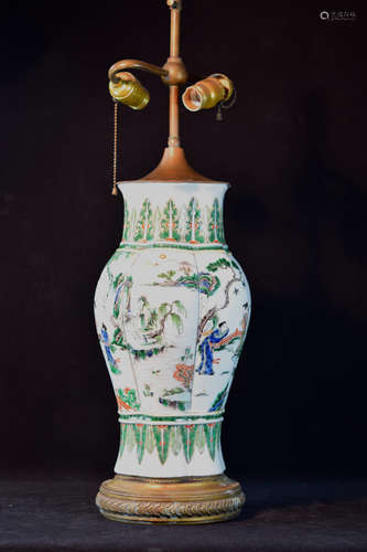 Chinese Famille Verte Porcelain Lobbed Vase