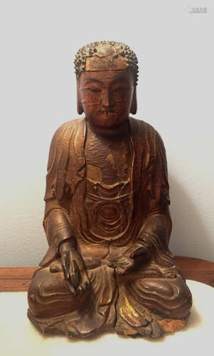 Chinese Ming Lacquer Wood Buddha