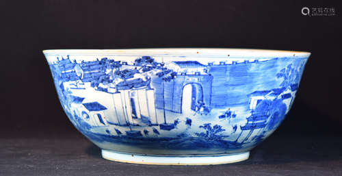 Chinese Blue White Porcelain Punch Bowl