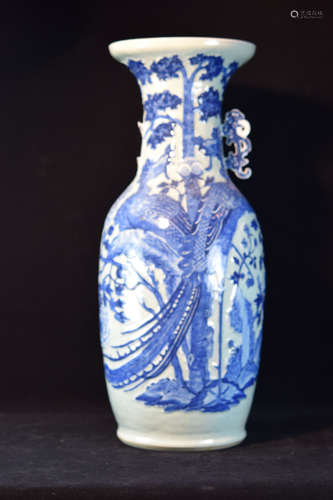 Chinese Celadon Porcelain Vase with Pheonix Scene