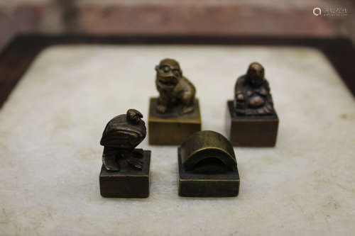 Group of Four Chinese Bronze seals