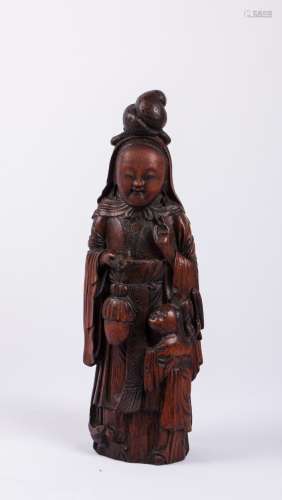 CHINESE BAMBOO CARVED FIGURE OF GUANYIN