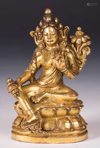 CHINESE GILT BRONZE FIGURE OF TARA