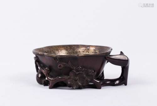 CHINESE ZITAN CARVED CUP