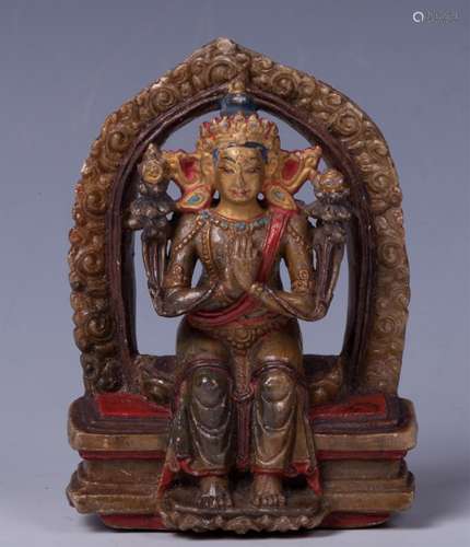 CHINESE STONE CARVED FIGURE OF MAITREYA