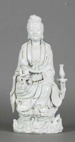 CHINESE DEHUA FIGURE OF A SEATED GUANYIN AND CHILD