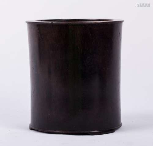 CHINESE ZITAN WOOD BRUSH POT