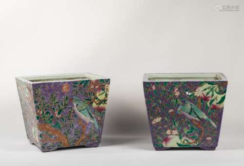 PAIR OF CHINESE FAMILLE ROSE PLANTERS