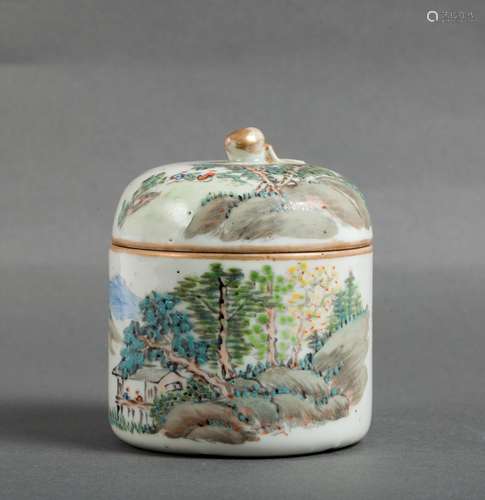 CHINESE QIANJIANG PAINTED PORCELAIN COVER JAR