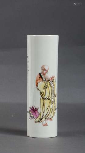 CHINESE FAMILLE ROSE CYLINDRICAL VASE