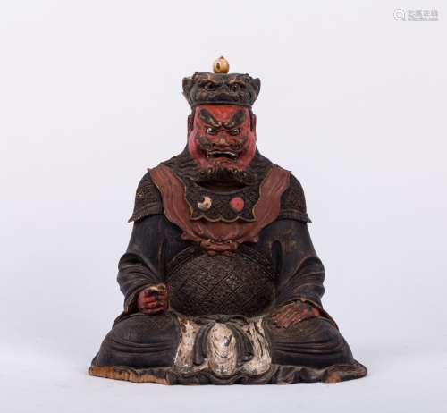 CHINESE WOOD CARVED FIGURE OF IMMORTAL